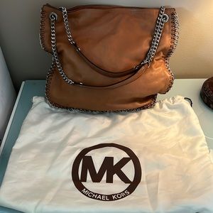 Michael Kors saddle chain bag camel soft leather